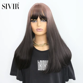 Sivir Sentetik kahküllü peruk Uzun Düz saç peruk Kadın Ombre renk ısıya dayanıklı iplik Cosplay / Parti / Günlük