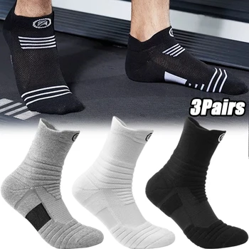 3 Pairs Karışık Renk basketbol çorapları Erkekler için Nefes Kalınlaşmak Orta Tüp Çorap Yumuşak Kış Açık Spor Koşu Çorapları