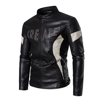 2023 yeni deri ceket erkek sonbahar ve kış trendi Beyzbol üniforma motosiklet ceket sıcak rahat moda PU deri ceket