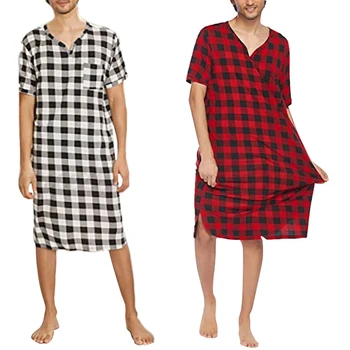 Erkek uyku elbiseler Müslüman Premium Pijama Kısa kollu V yaka gecelik w/ Po