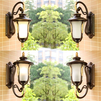 SANDIY LED açık sundurma ışık Retro lamba su geçirmez Avrupa Vintage aydınlatma Ev Kapısı veranda dış Duvar aplik E27 / E26