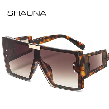 SHAUNA Retro Boy Kare Güneş Gözlüğü Kadın Moda Tek Parça Degrade Geniş Bacaklar Gözlük Erkekler Shades UV400 Tırnak güneş gözlüğü