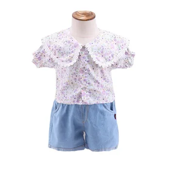 Yeni Yaz Bebek Kız Giysileri Çocuk Moda Sevimli Gömlek Şort 2 adet / takım Toddler Rahat Kostüm Bebek Kıyafetleri Çocuk Spor