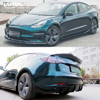 Tesla Modeli 3 / Y 2016-2023 Gövde Kiti Karbon Fiber Arka Difüzör Spoiler Peruk Ön ÖN TAMPON Yan Etek Tamir Koruyucu Parçaları