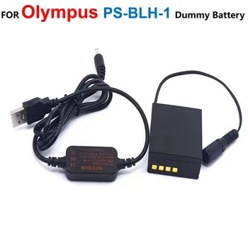 DSLR USB şarj aleti Güç Bankası Kablosu+PS-BLH-1 DC Çoğaltıcı BLH1 Sahte Pil Olympus EM1 MARK II EM1 - 2 EM1 Mark 2