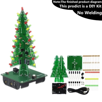 Üç Boyutlu 3D Noel Ağacı LED DIY Kiti Kırmızı Yeşil Sarı LED Flaş Devre Kiti Elektronik Eğlence Paketi