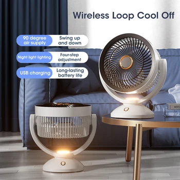 Ev Hava Sirkülasyonu Elektrikli Fan Masa masaüstü vantilatör USB Şarj Edilebilir 4000mAh Taşınabilir Duvara monte Fan Ev Mutfak için