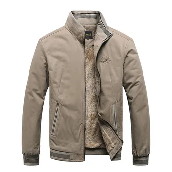 Erkek Ceket Standı Yaka Nakış Polar Sonbahar Kış Sıcak İş Rahat Moda Yüksek Kaliteli Rüzgarlık Streetwear Erkek Ceket