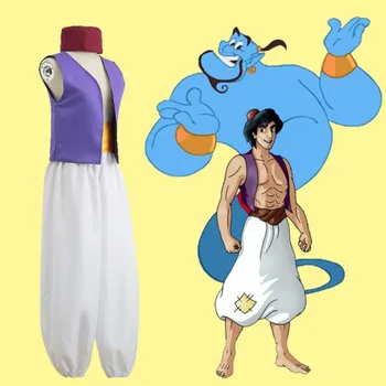 Cadılar bayramı Yetişkin Fantezi Efsanevi Prens Aladdin Bin ve Bir Gece Anime Cosplay Tam Kostüm, parti erkek COS