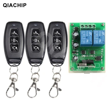 QIACHIP 433 MHz Kablosuz Evrensel Uzaktan Kumanda Anahtarı DC 12 V 24 V 2CH RF Alıcı + Verici Garaj ve Kapı Kontrolörü