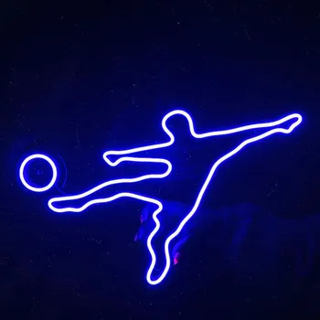 Futbol LED Neon Burcu Spor Dekor Çocuk Odası için Futbolcu Duvar sanat dekoru Hediye Futbolcu Dekorasyon Spor Salonu led ışık İşareti