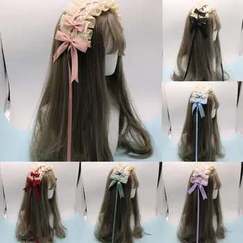 Gotik dantel kafa bandı Vintage saç dekor dantel şerit ilmek saç çember Cosplay Headdress kadınlar