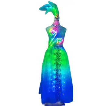 Oryantal Dans LED Kostüm Karnaval Grup Seksi Açılış Dans Aydınlık Elbise Karnaval Sahne Giyim Tatil Performans Takım Elbise