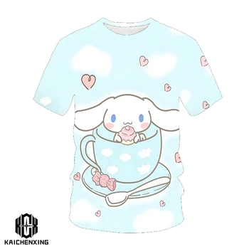 2023 Hello Kitty Yeni Sanrio Cinnamoroll Erkek Yeni teknoloji 3D Baskı T shirt moda Giyim Çocuk Karikatür Üst Çocuk Giyim