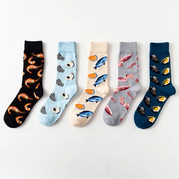 Moda renk çift deniz ürünleri serisi gelgit pamuk çorap