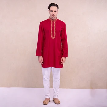 Hint elbisesi Erkekler için Kurtas Geleneksel Tarzı Kurti Setleri 3 Renk Hindu Giysileri Pamuk Kurtha Hint Giyim Erkekler Kostüm
