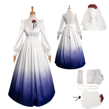Constance Hatchaway Cosplay Elbise Kostüm Kıyafetler Hayalet Gelin Peçe Düğün Headdress Muhteşem Set Kız Cadılar Bayramı Parti Elbise