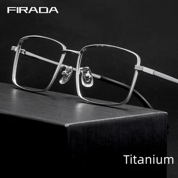 FİRADA Moda Lüks Gözlük Retro Kare Titanyum Gözlük Klasik Miyopi Optik Reçete Gözlük Çerçevesi Erkekler İçin N80012N