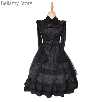 Gotik Lolita Siyah Dantel Tatlı JSK Elbise
