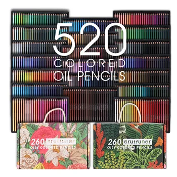 Brutfuner 520 Adet Yağ Renkli Kalemler Çizim kalem seti Yumuşak Kroki renkli kurşun kalem Hediye Kutusu Çocuklar İçin Boyama Sanat Malzemeleri