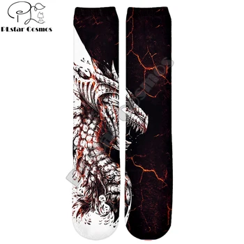 PLstar Cosmos Marka çorap Drop Shipping 2021 Yeni Moda erkek çorapları Dövme Ejderha 3D Baskılı Unisex Rahat Diz Yüksek Çorap