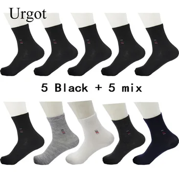 Urgot 10 Pairs erkek Pamuk Çorap Iş Erkek Deodorantı Ekip Çorap Nefes Erkek Düz Renk boyutu EUR 39-44