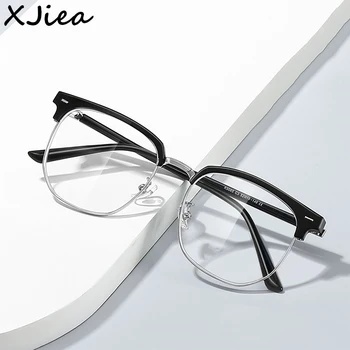 XJıea 2023 Fotokromik Anti-mavi ışık gözlük erkekler Moda Dikdörtgen yarı çerçevesiz gözlük Kadınlar İçin ofis Bilgisayar Gözlüğü