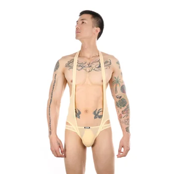 ZEKİ-MENMODE Erkek Seksi Bodysuit Jockstrap Bodywear Iç Çamaşırı güreş atleti Leotard Tulumlar Askı Mankini Kayış Seti