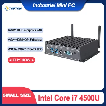 TOPTON Endüstriyel Mini PC Intel Core i7 4500U Fansız Masaüstü Bilgisayar Windows 10 Linux 4*USB3. 0 2 * Lan