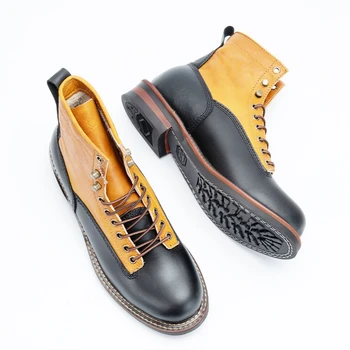 Erkek ayakkabısı Vintage Ayak Bileği Martin Çizmeler Retro Açık günlük çizmeler Motokros Takım İngiliz Ayakkabı İnek Deri Su Geçirmez Erkekler İçin