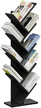 Kitaplık, 9 Raf Küçük Geometrik Kitaplık, Ücretsiz Ayakta kitap rafları, Benzersiz Ahşap Depolama Cd / Kitap Yardımcı Organizatör Sh