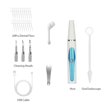 2 İn 1 Elektrikli Diş Calculus Remover Diş Beyazlatma Diş Temizleme Diş Temizleyici Tartar Sökücü Temizleme Kiti USB Taşınabilir