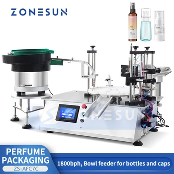 ZONESUN Parfüm şişe dolum makinesi Koku Koku Paketleme Monoblok Kase Besleyici Peristaltik Pompa Servo Kontrol ZS-AFC7C