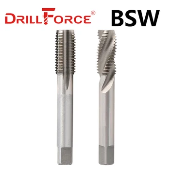 Drillforce BSW Vida Makinesi Konu Dokunun Matkap Uçları HSS Düz Spiral Flüt 1/8-40 3/16-24 1/4-20 5/16-18 3/8-16 3/4-10 7/8-9