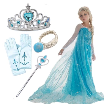 Cadılar bayramı Elsa Anna Elbise Kız Kostüm Fantezi Parti Prenses Cosplay Bebek Elbiseleri çocuk Noel Doğum Günü Setleri Giysileri