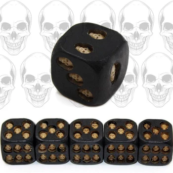 5 adet/takım Siyah Kafatası Zar Sırıtarak Kafatası Deluxe Şeytan Poker Zar Oyunu Oyna Zar Kulesi Ölüm Masa Oyunları