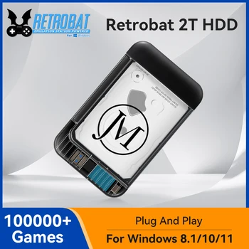 RetroBat 2TB Öykünme Sabit Disk Windows PC için Retro Oyun Harici HDD 100000 Oyunları PS3 / PS1 / Oyun Küpü / Sega Saturn