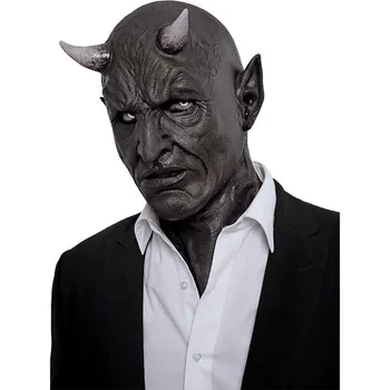 Cosplay Mephistopheles Maskesi Korku Şeytan Boynuz Maskesi Şeytan Katil Lateks Kask Masquerade Karnaval Cadılar Bayramı Partisi Kostüm Sahne