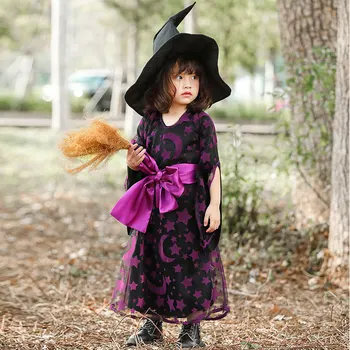 Kızlar Cadılar Bayramı Güzel Cadı Kostüm Cosplay Elbise Çocuklar Karnaval fantezi parti elbisesi Up Üniforma