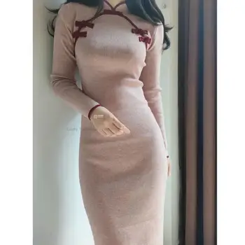 Geliştirilmiş Çin Geleneksel Tarzı Çin Seksi Cheongsam Elbise Geliştirilmiş Qipao Elbise Oryantal Kadın Cheongsam Eski Giyim HS59