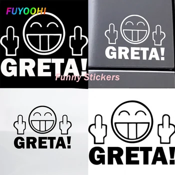 FUYOOHİ Oyun Çıkartmalar Gülen Yüz GRETA Orta Parmak Araba Sticker pencere dekorasyonu Ev Dekor Sticker Hediyeler Araba Aksesuarları