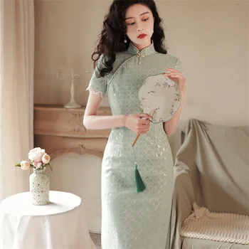 2022 Yaz Kompozit Dantel Boncuk Cheongsam Peri Etek Taze Edebi Kız Qipao Geleneksel Çin Elbiseler Kadın