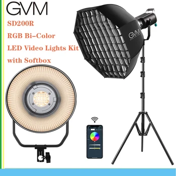 GVM SD200R Canlı Spot RGB Bi-renkli LED Video ışıkları kitleri Softbox / Fener Softbox Video Aydınlatma Fotoğraf kitleri