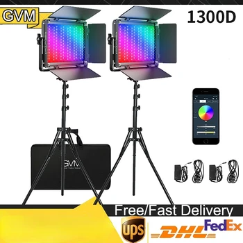 GVM 2 Paket 1300D RGB LED Video ışığı 65W Led Panel aydınlatma Kiti İle Bluetooth Kontrolü, 25000lux / 0.5 m YouTube Stüdyosu, Video