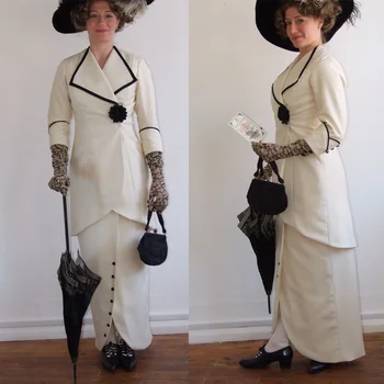 1900 S Victoria Edward Süfrajeti Downton Manastırı Cosplay Kostüm Beyaz Elbise Titanic Gül Tarzı Kostüm Beyaz Balo