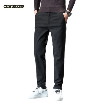 CUMUKKIYP Şık Pamuklu rahat pantolon Erkekler için Sonbahar / Kış 2023 Düz Pantolon Erkek Moda İnce Erkek