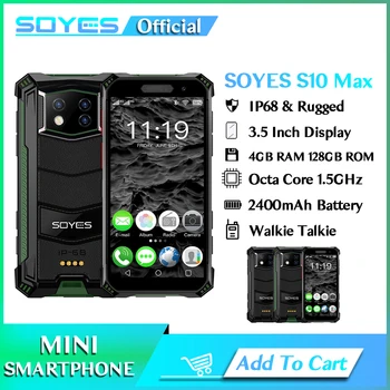 SOYES S10 MAX Mini güçlendirilmiş akıllı telefon 4 GB RAM 64 GB / 128 GB ROM Octa Çekirdek 2400 mAh 13MP SOS PTT Su Geçirmez Üst Küçük Cep Telefonu