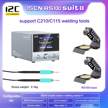 ı2C 3SCN Çift Kaynak İstasyonu İle C210 C115 Lehimleme Kolları Telefon PCB BGA Tamir Araçları