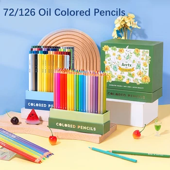 Arrtx Profesyonel Yağ Renkli Kalemler Ahşap 72/126 Renk Çizim kalem seti Okul Sanat Malzemeleri için