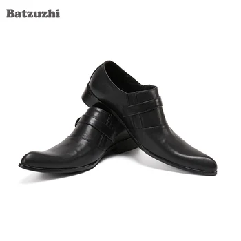 Batzuzhi Toka Siyah hakiki deri ayakkabı Erkekler Moda Erkek Elbise ayakkabı Deri Sivri Burun Yumuşak Rahat Zapatos Hombre!